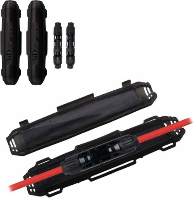 ViD Set aus 2 Schutzhüllen für Solarstecker und 2 Paar Solarsteckern in Schwarz - Bild 1