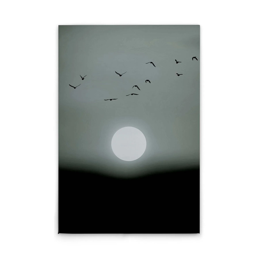 Tadessi Leinwandbild Mondschein im Horizont, abstraktes Naturmotiv in Schwarz, Weiß und Grau, B: 120 cm, H: 80 cm - Bild 2