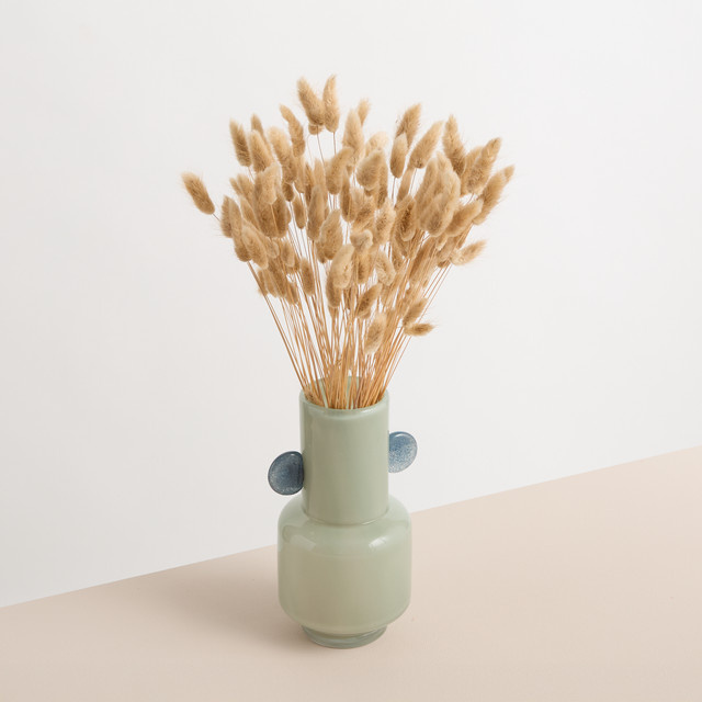 BLUME2000 Glas Vase Grün mit Ohren Höhe: 25,0 cm, Breite: 15,0 cm, Tiefe: 1,0 cm - Bild 1