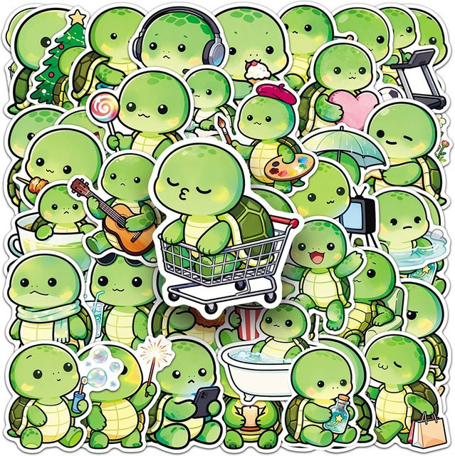 Rspctou Cartoon Tier Schildkröte Aufkleber Set, bunte Dekoration für Skateboard, Gepäck und Tagebuch - Bild 1