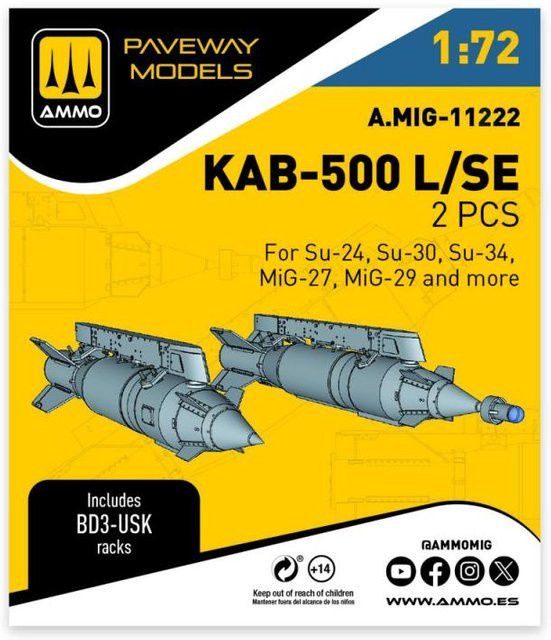 AMMO by MIG Jimenez KAB-500 L/SE, 2-teiliges Set, 1:72, Grau, ab 14 Jahren - Bild 1
