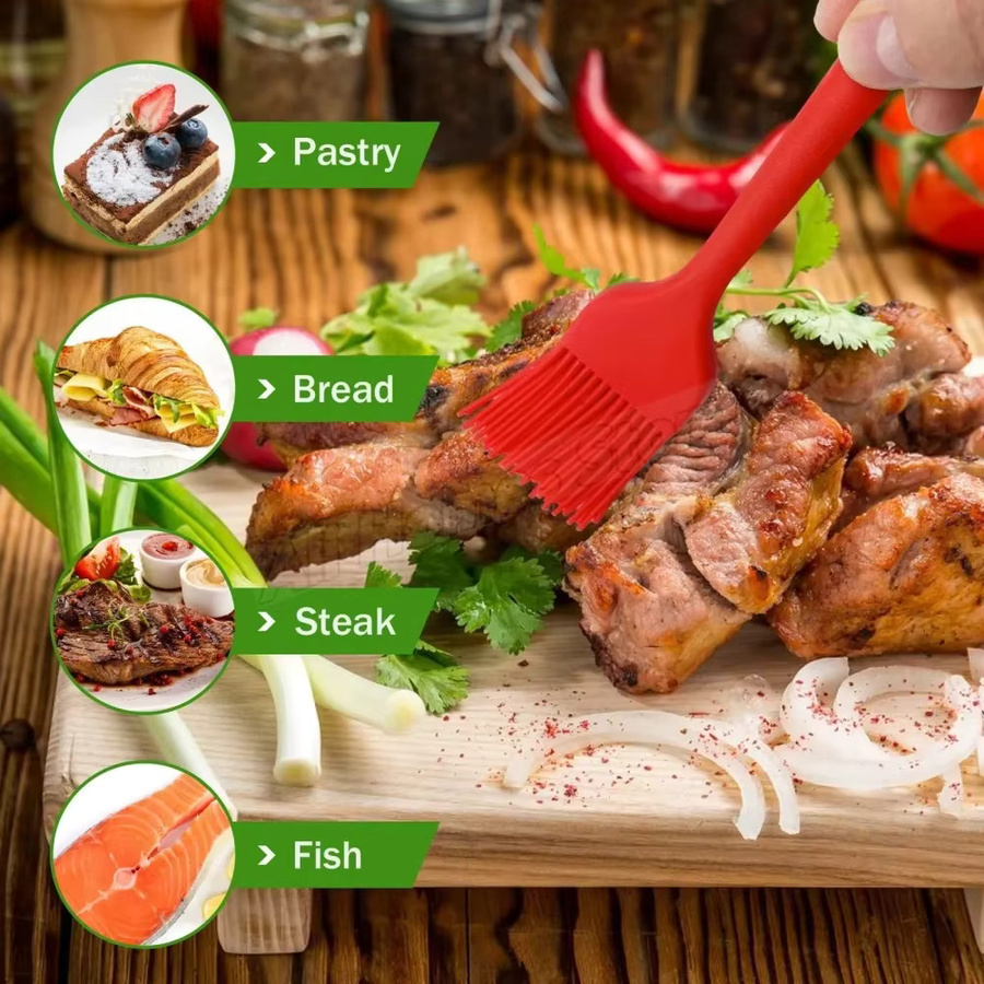 XMSJ Silikon-Küchenpinsel BPA-frei und hochtemperaturbeständig in Grün für BBQ, Grillen und Backen - Bild 2