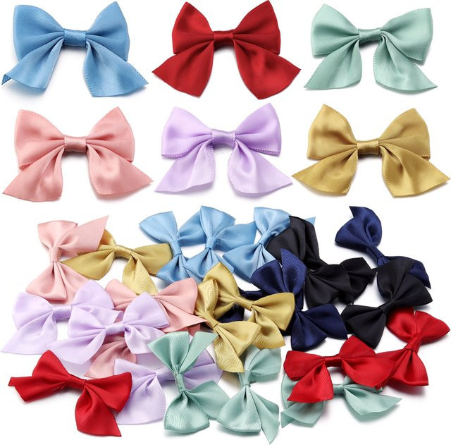 20 Stück bunte Polyester Satin Schleifen für DIY Dekoration, Größe: 4 x 7 cm - Bild 1
