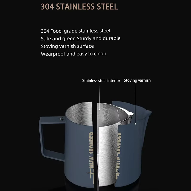 MHW-3BOMBER Barista Milchaufschäumkanne Bomber Pitcher aus Edelstahl in Silber, 500 ml oder 600 ml - Bild 2
