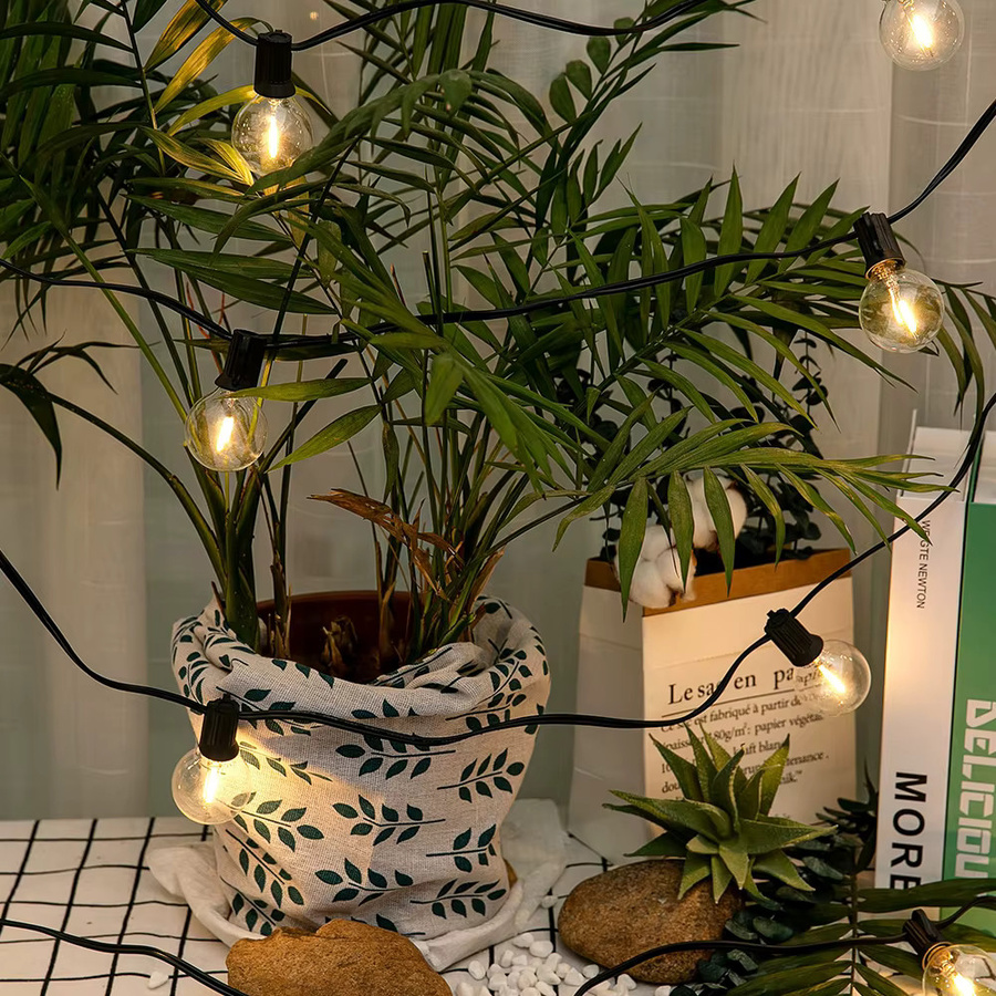 G40 LED-Lichterkette für den Außenbereich mit warmweißen Glaskugeln, wasserdicht IP44, bruchsicher, transparent, ideal für Garten, Terrasse und Dekoration - Bild 5