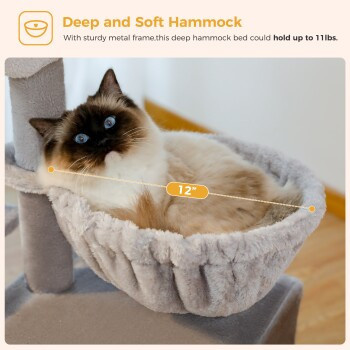 Pawz Road Kleiner Kratzbaum mit Hängematte und Sisal in Beige oder Grau, Höhe: 71,8 cm - Bild 2