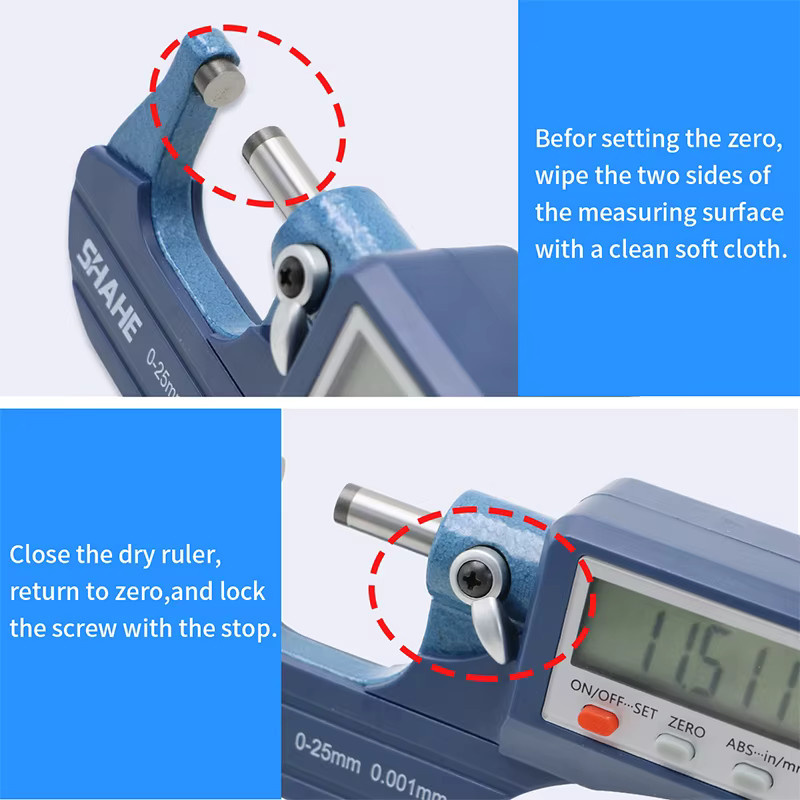 SHAHE Digitales Außenmikrometer 0-25 mm in Blau mit 0,001 mm Messgenauigkeit - Bild 3