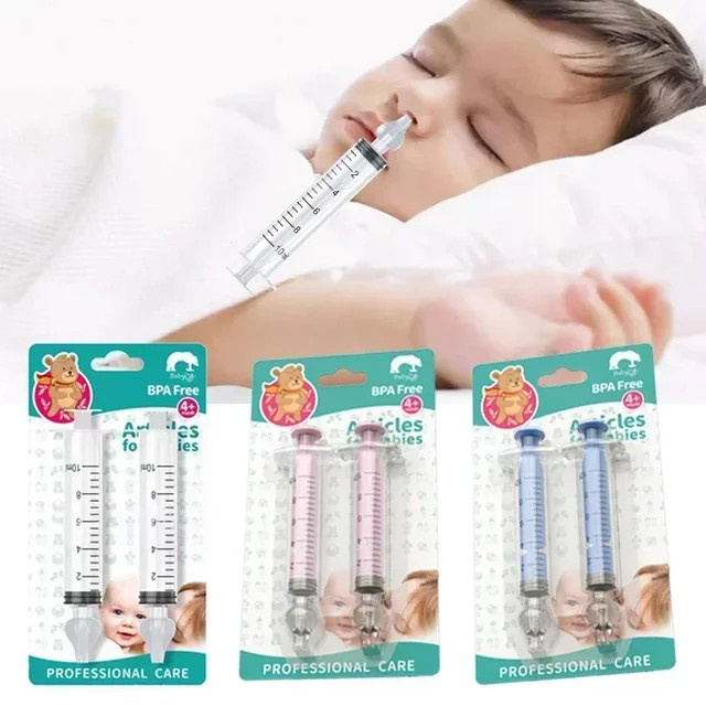 vvocci Baby-Nasenspüler Set für Kinder, 2 Stück Nasenreiniger mit Nadelrohr Spritze in Weiß - Bild 1