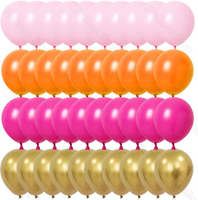 40 Stück MicroPlush Latexballons in Rosa, Orange und Gold für Hochzeit, Geburtstag und Party-Dekoration - Bild 1