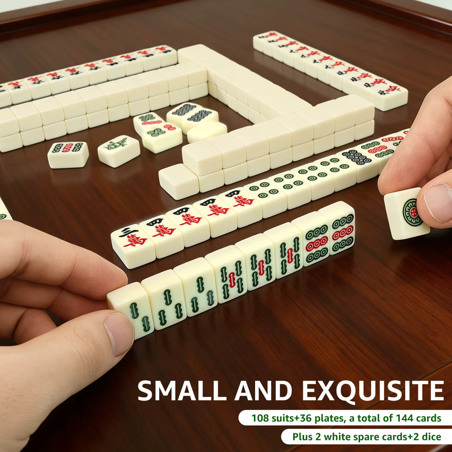 Mini-Mahjong-Set, Reise-Mahjong-Set, Brettspiel, Grün - Bild 2