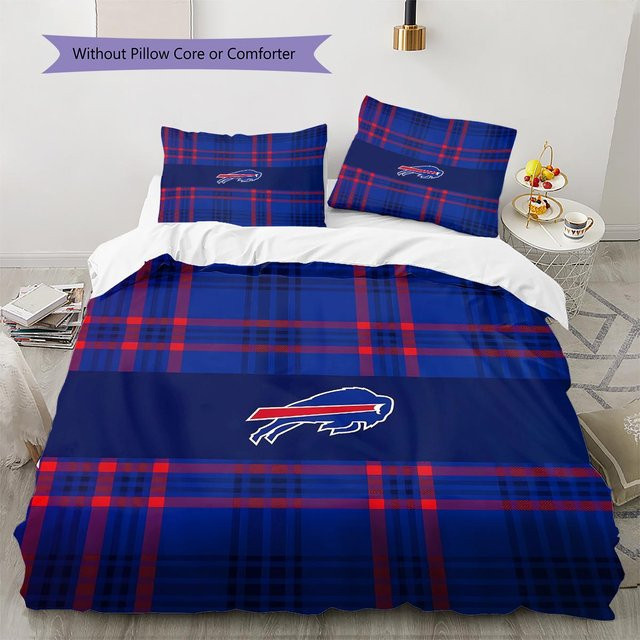 Buffalo Bills Muster Bettwäsche Set mit Bettbezug und 2 Kissenbezügen in Blau, B/H: 220 x 240 cm - Bild 1