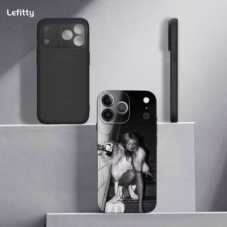 Kate M-Moss Trendige Handyhülle für iPhone 11 bis 17 Pro Max Plus Mini in Schwarz mit Frosted Soft Shell Design - Bild 4
