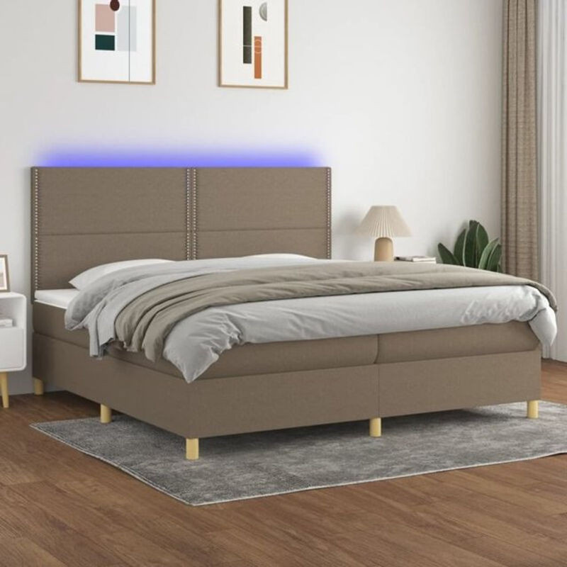 vidaxl Boxspringbett mit Matratze in Taupe meliert, Stoff, B/T: 200 x 200 cm - Bild 1