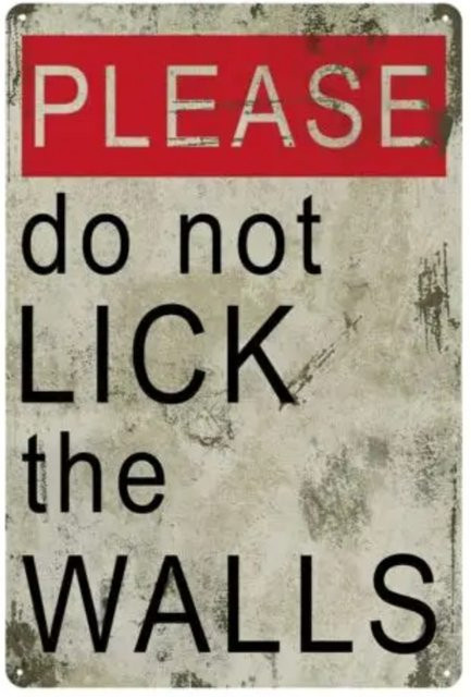 Lustiges Aluminium-Schild Potdemiel Don't Lick Walls zur Dekoration für Klassenzimmer oder Spielzimmer, B: 30,0 cm, H: 20,0 cm, T: 20,0 cm - Bild 1