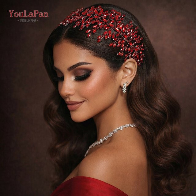 YouLaPan Haarreifen, rotes Strass, Damen - Bild 1