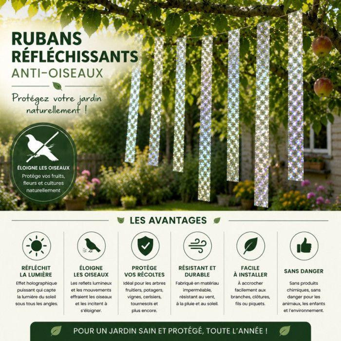 LG-EXPRO Holografisches Vogelschutzband Beidseitig Reflektierend mit Flash-Effekt für Garten und Balkon, Breite: 2,4 cm, Länge: 50 m - Bild 3