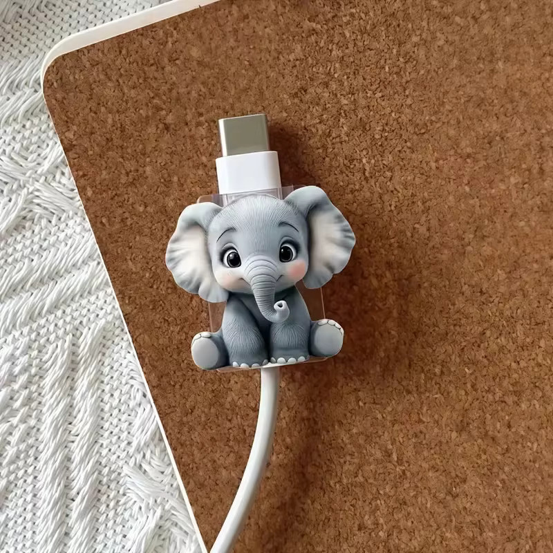 SAFENH Elefanten 2D Flachkabelschutz in Grau als bruchsicheres Zubehör für dein Telefonkabel - Bild 2