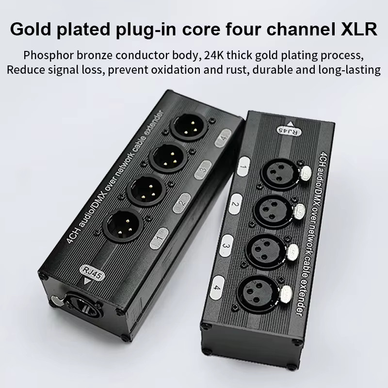 TITAK STP RJ45 Cat5/6 auf 4 Kanal XLR 3Pin Multi Netzwerk Extender für Audio und Bühnenbeleuchtung, Schwarz - Bild 3