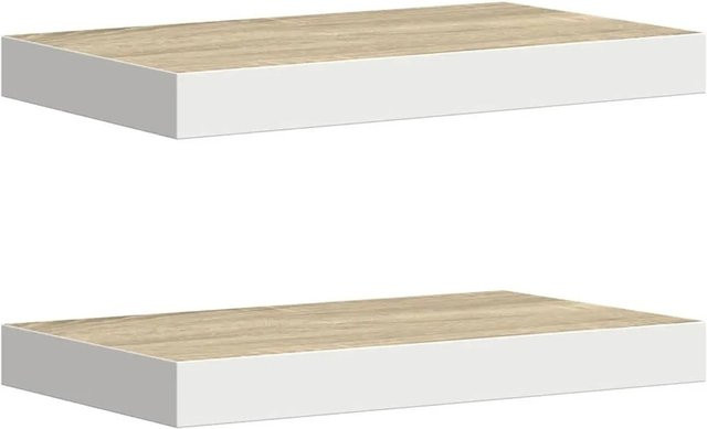vidaXL Schweberegale 2er Set in Eichen-Optik und Weiß, B/T/H: 50 x 23 x 3,8 cm - Bild 1