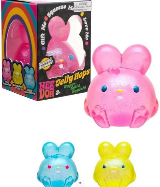 Schylling Nee Doh Jelly Hops Squishy, pink, Sensorisches Stressabbau-Quetschspielzeug - Bild 1