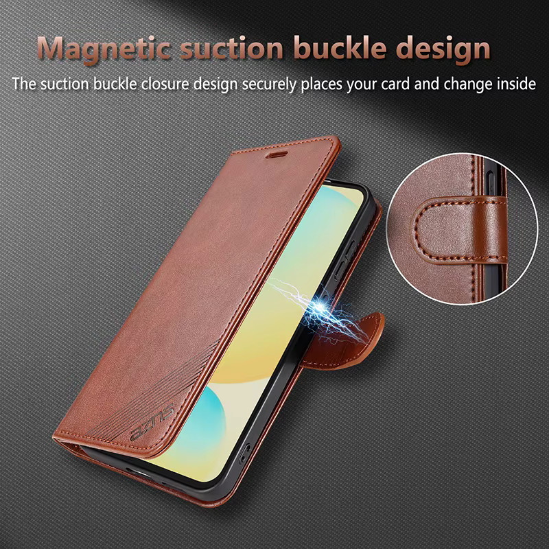 EUCAGR Luxus Business Wallet Magnetische TPU Ledertasche für Samsung Galaxy S26 Ultra S25 S24 S23 S22 S21 FE in Braun - Bild 2