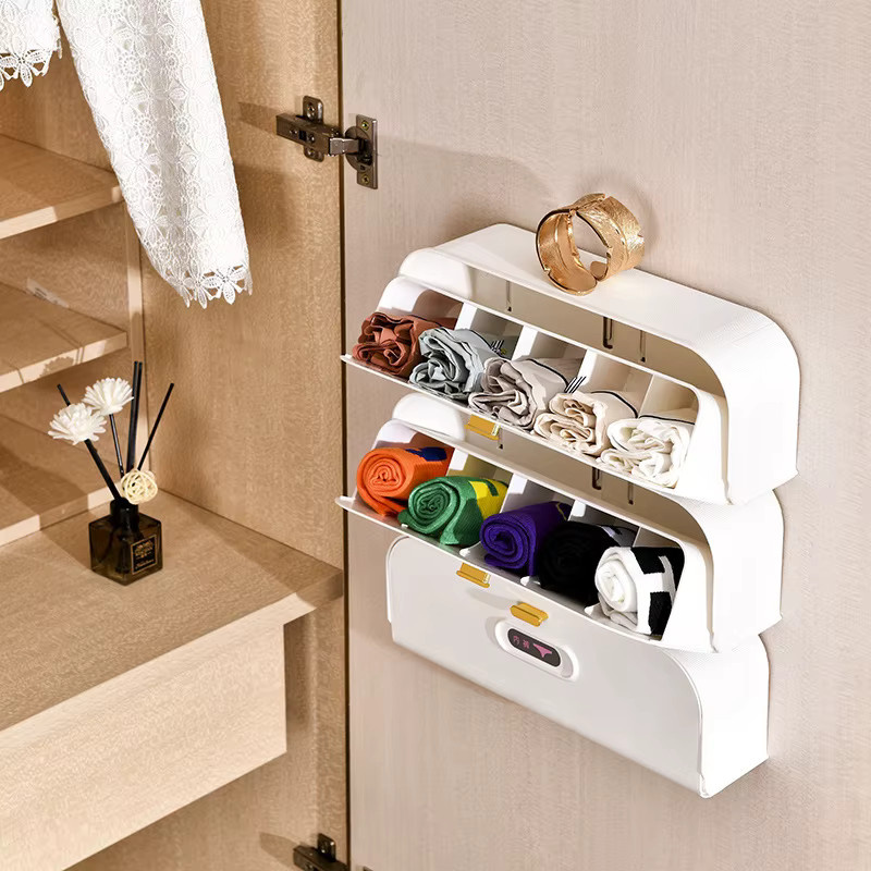 Meltset Kleiderschrank-Organizer für Socken und Unterwäsche, weiße Aufbewahrungsbox aus Kunststoff, Breite: 38,0 cm, Tiefe: 17,0 cm - Bild 3
