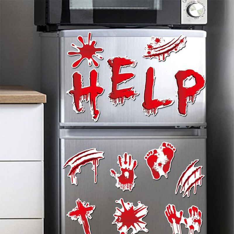 Halloween Kühlschrankmagnete und Aufkleber in Rot mit Horror-Design für deine Party-Dekoration - Bild 1