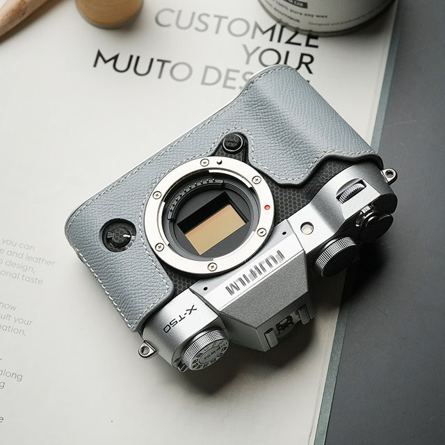 Mr.Stone Kameratasche aus echtem Leder für Fujifilm X-T50 in Schwarz und Grau - Bild 1