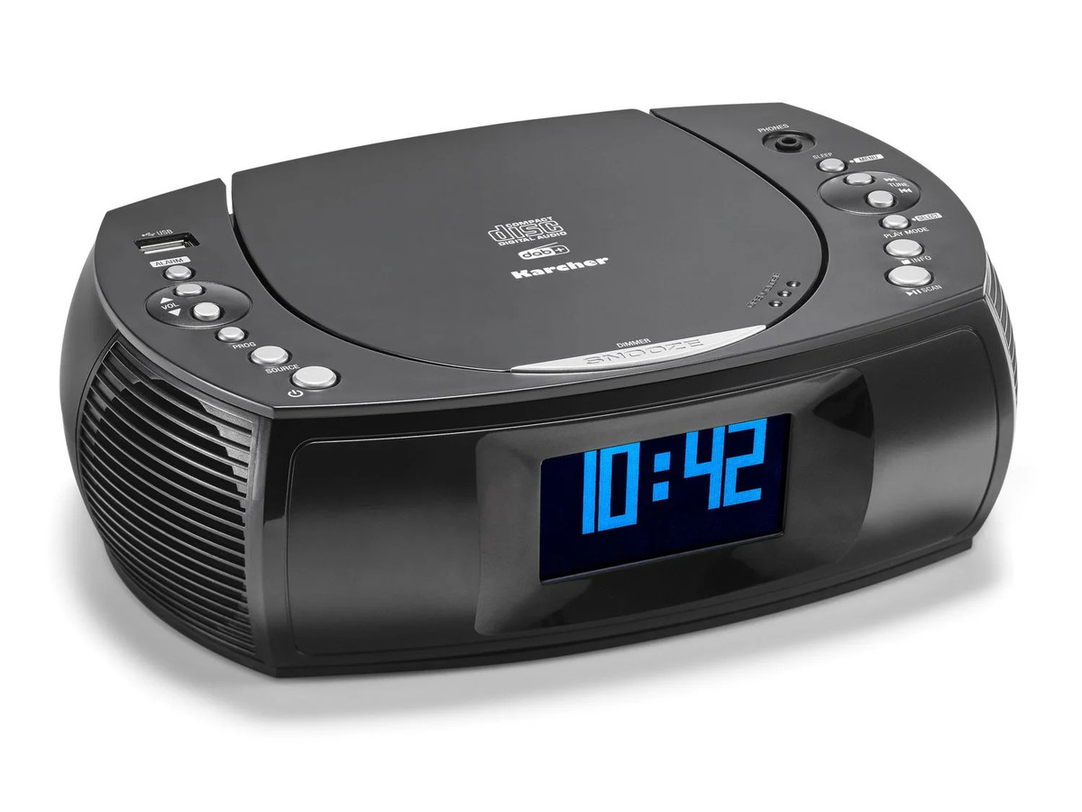 Karcher Radiowecker UR 1309D in Schwarz mit DAB+ Radio, CD/MP3-Player, Dual-Alarm und USB-Charger - Bild 2
