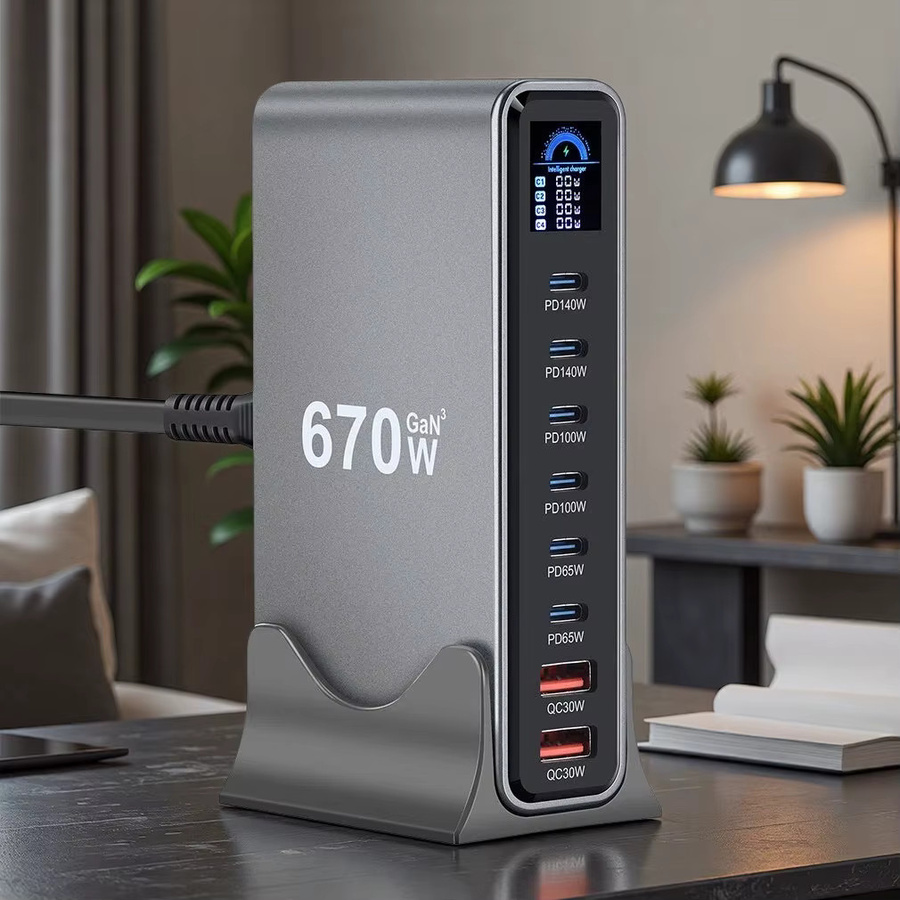 OEING USB-C GaN Desktop Ladestation 140W Multi-Port Schnellladegerät in Grau - Bild 2