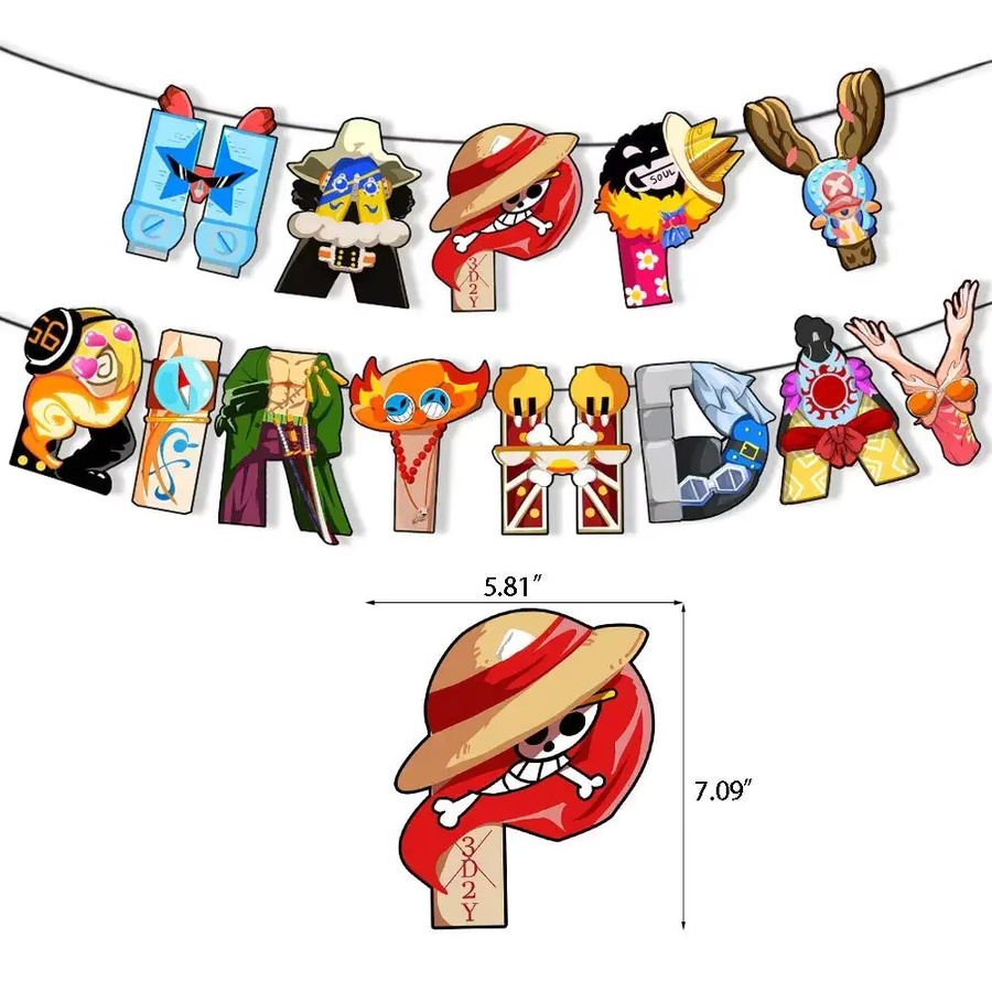 Bandai One Piece Geburtstag Party Dekoration Set mit Wimpelketten und Luftballons in Mehrfarbig - Bild 3