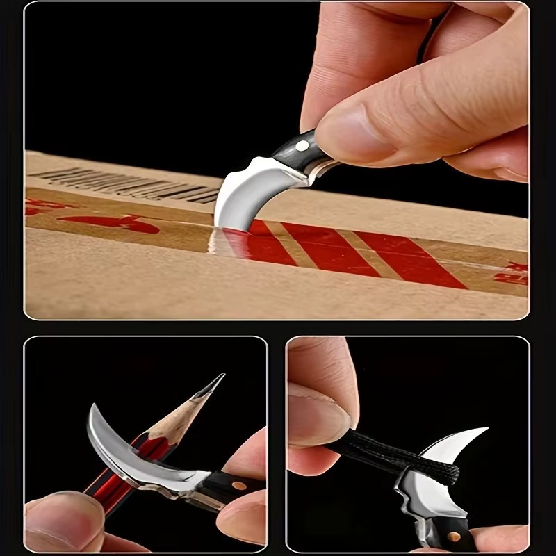Mwyhmut Mini-Klappmesser als tragbares Outdoor-Messer mit Schlüsselanhänger zur Selbstverteidigung - Bild 3