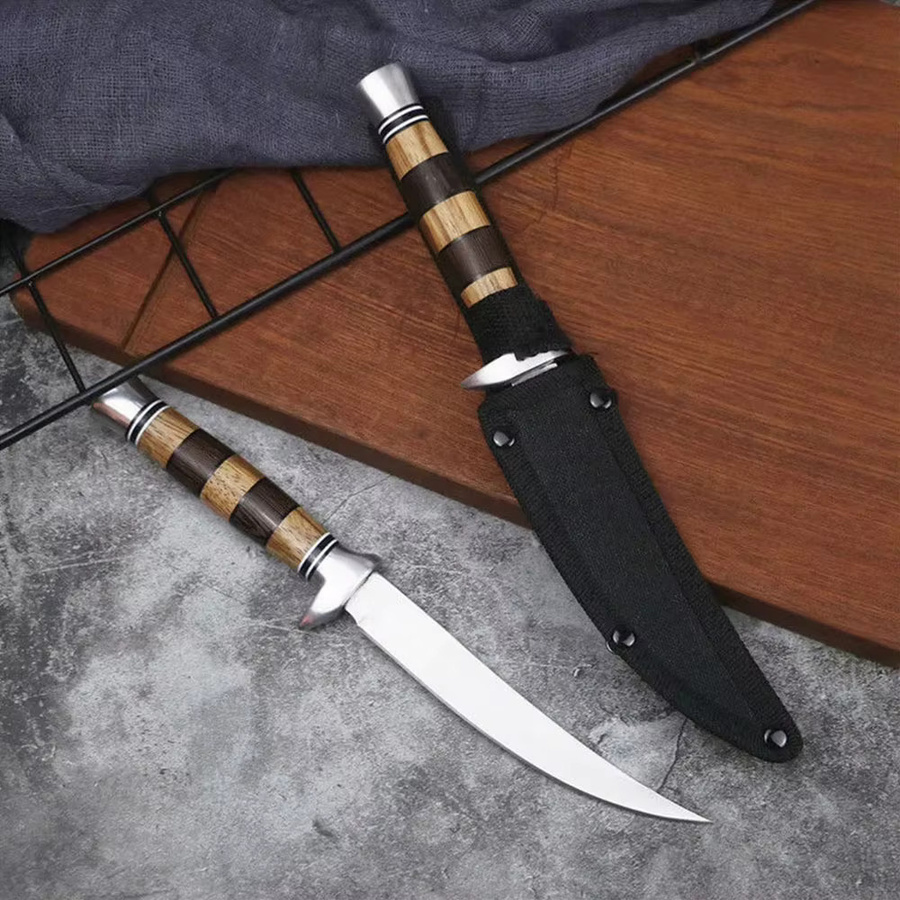 InLeung Sashimi Messer aus Edelstahl mit Holzgriff und Schutzhülle, Silber - Bild 2