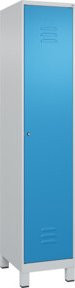 C+P Spind Classic PLUS Garderobenschrank mit 1 Abteil, Füße, Zylinderschloss und 4 Garderobenhaken, Farbe: Grau/Blau, H x B x T: 195 x 40 x 50 cm - Bild 1