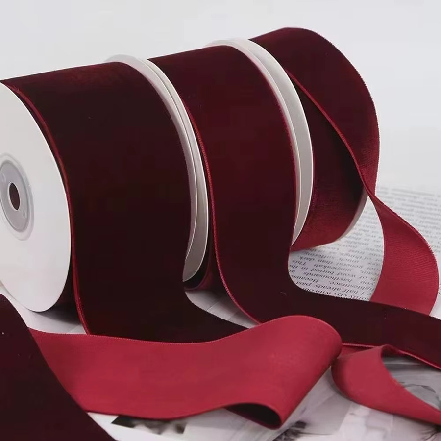 Rote Samtband Rolle für DIY Geschenkverpackungen und Blumensträuße, 5 Yards Velourbänder - Bild 2