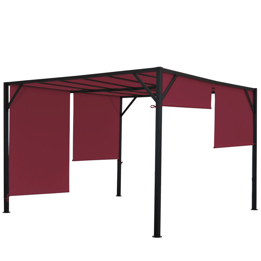 BERLINLODGE Pergola Baia Garten Pavillon mit Schiebedach in Bordeaux-Rot, H x B x T: 212 x 304 x 405 cm - Bild 2
