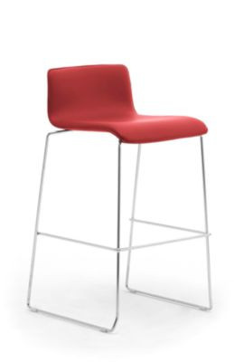 Leyform Barhocker Set aus 2 Stück, stapelbar, roter Kunstlederbezug, Chromgestell - Bild 1