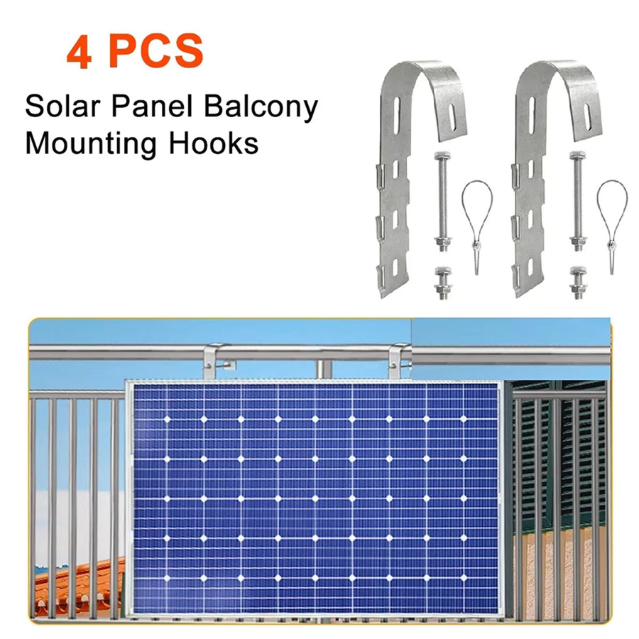 Balkonhaken für Solarpanel aus Edelstahl 304 in Silber als Montagehalterung für Photovoltaik-Module und Balkonzäune - Bild 4