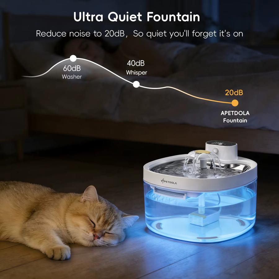 APETDOLA Drahtloser Katzen-Wasserbrunnen mit automatischem Sensor, batteriebetrieben mit 4000 mAh, weiß - Bild 2