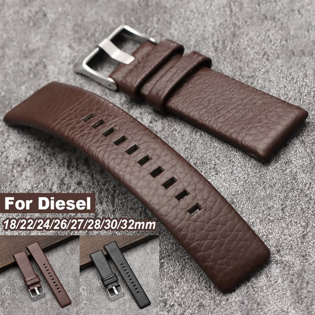 Diesel Uhrenarmband Rindsleder, Lychee-Muster, Schwarz, Unisex - Bild 1