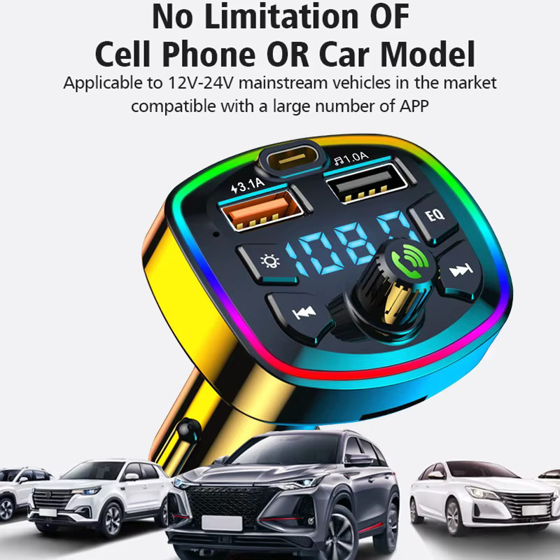 Bluetooth 5.0 FM-Transmitter mit Mikrofon und Dual USB Schnellladegerät als drahtloser Audio-Empfänger und MP3-Player für dein Auto - Bild 6