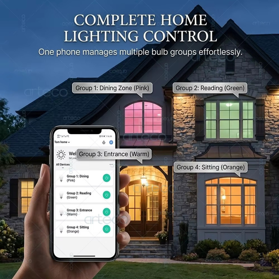 Tuya Smart LED-Glühbirne E27 RGBCW dimmbar mit WiFi Bluetooth Zigbee Kompatibel mit Alexa und Google Assistant - Bild 6