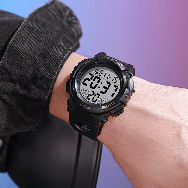 TPW Digitaluhr, Schwarz, Kunststoff, Silikon, Unisex, 5 ATM - Bild 4