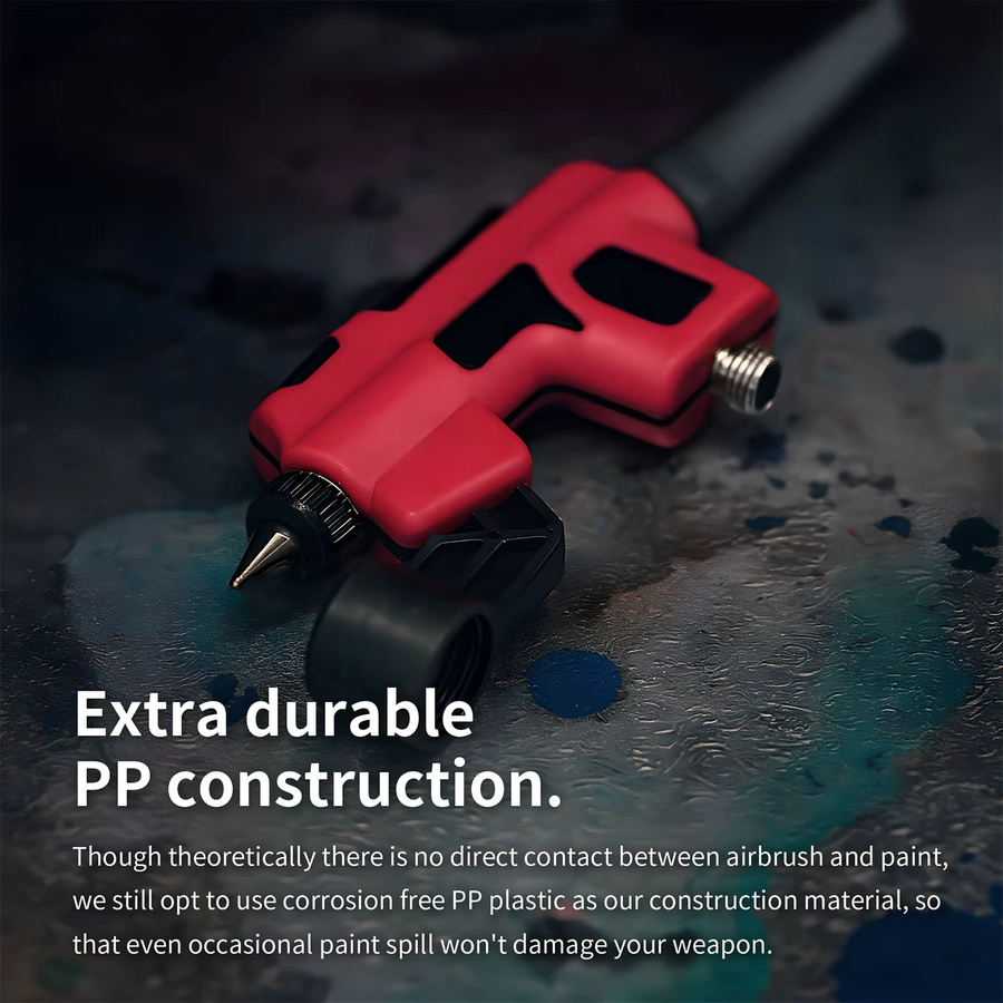 DSPIAE PT-AB Waschfreies Airbrush-Set mit 0,3 mm und 0,5 mm Sprühdüsen in Rot für Modellbau und Hobby-DIY - Bild 3