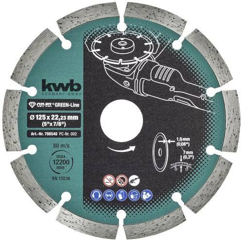 Kwb Diamanttrennscheibe für Beton, Durchmesser: 125 mm, Bohrungs-Ø: 22 mm, Mehrfarbig - Bild 1