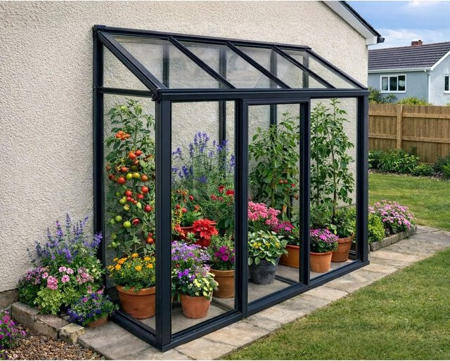 Bloomcabin Mini Gewächshaus GHM3 aus Aluminium und Sicherheitsglas in Schwarz, B/T/H: 228 x 65 x 65 cm - Bild 1