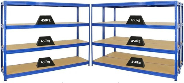 3er Set PROREGAL Dino Schwerlastregal Blau, H x B x T: 180 x 240 x 60 cm, Fachlast 450 kg - Bild 1
