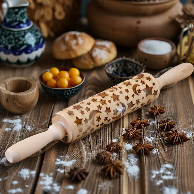 Arjmide Holz-Ausstecher mit Mond und Stern für Ramadan und Eid al-Adha, Braun - Bild 1