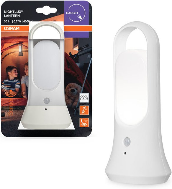 Osram Nightlux Mobile LED Nachtlicht mit Bewegungssensor und Dämmerungssensor, batteriebetrieben, 0,65W, 4000K Kaltweiß, Weiß - Bild 1