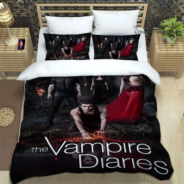 Gu Tao Bettwäsche-Set The Vampire Diaries Damon Salvatore, Schwarz, King-Größe, B: 245 cm, H: 210 cm - Bild 1